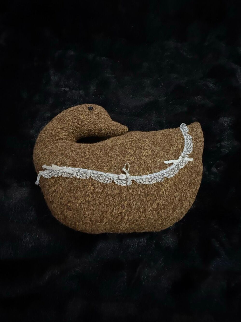 Primitive cottagecore 13x16 pillow duck with lace door stopper